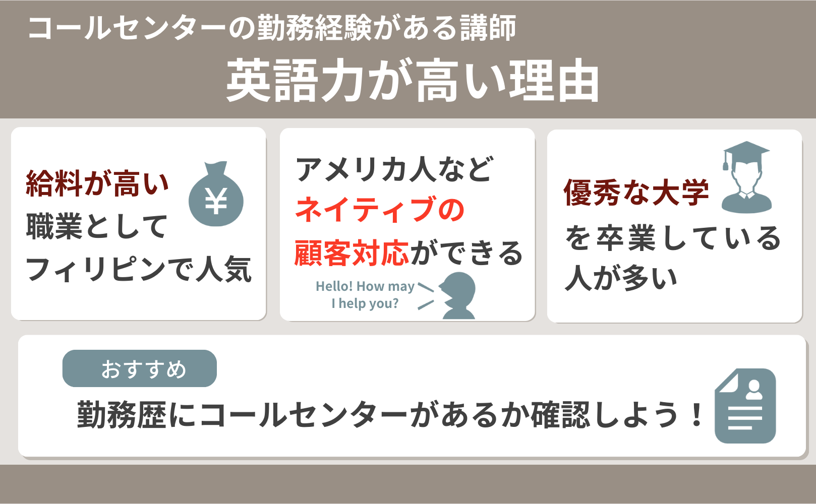 オンライン英会話の講師 - コールセンターでの勤務経験がある講師の特徴（英会話スクールセレクション）